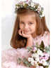 High Low Mauve Pink Lace Tulle Layered Flower Girl Dress